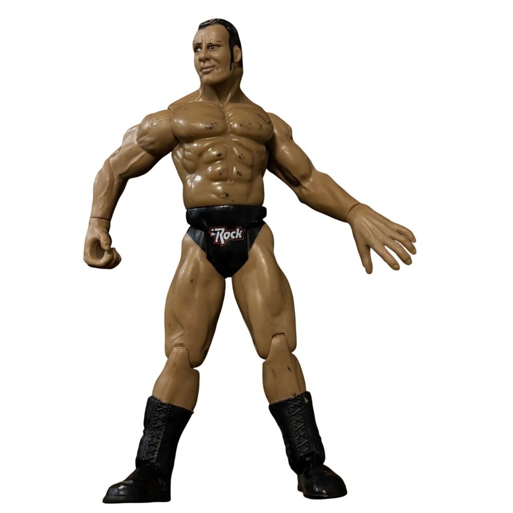 WWE The Rock 6" Action Loose Action Figure Toy With Black Trunks & Boots Wrestli